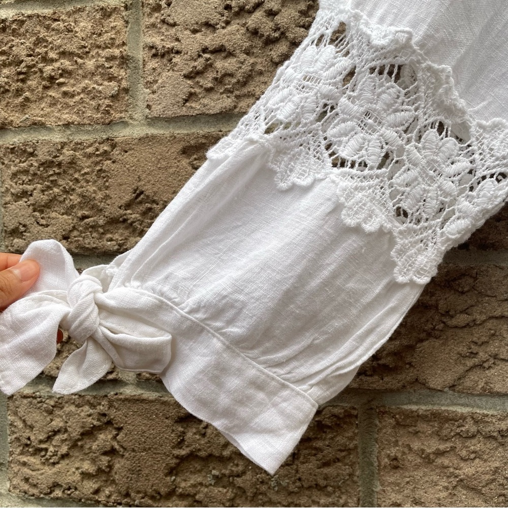 Elegant White Lace Trim Blouse - Picture 13 of 14